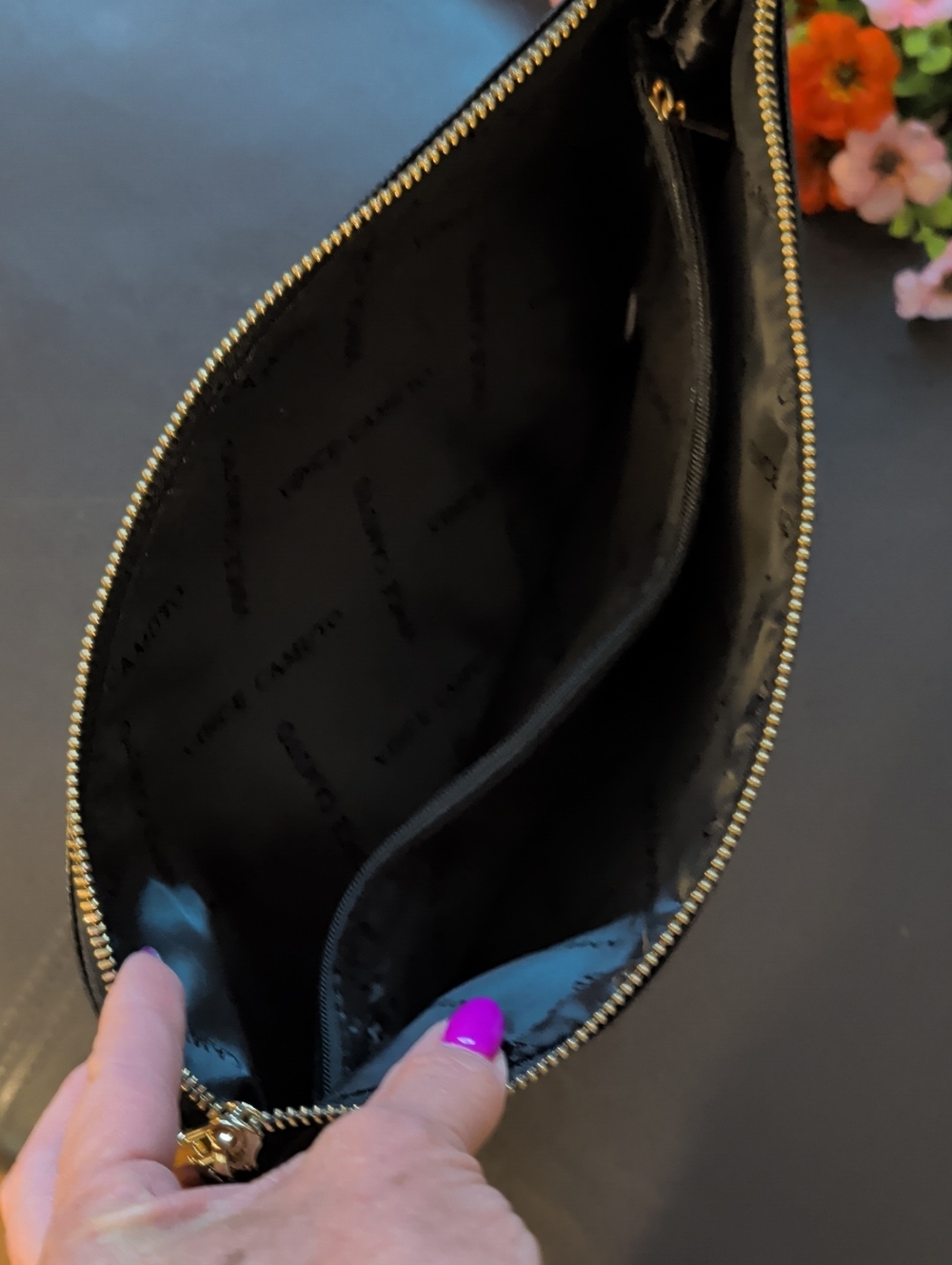 Vince Camuto Large Glitter Zip Clutch/Bag - Picture 4 of 5